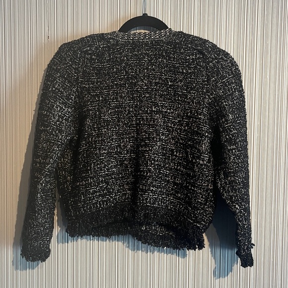 Ann Taylor cropped jacket with fringe & shoulder pads - Picture 3 of 7